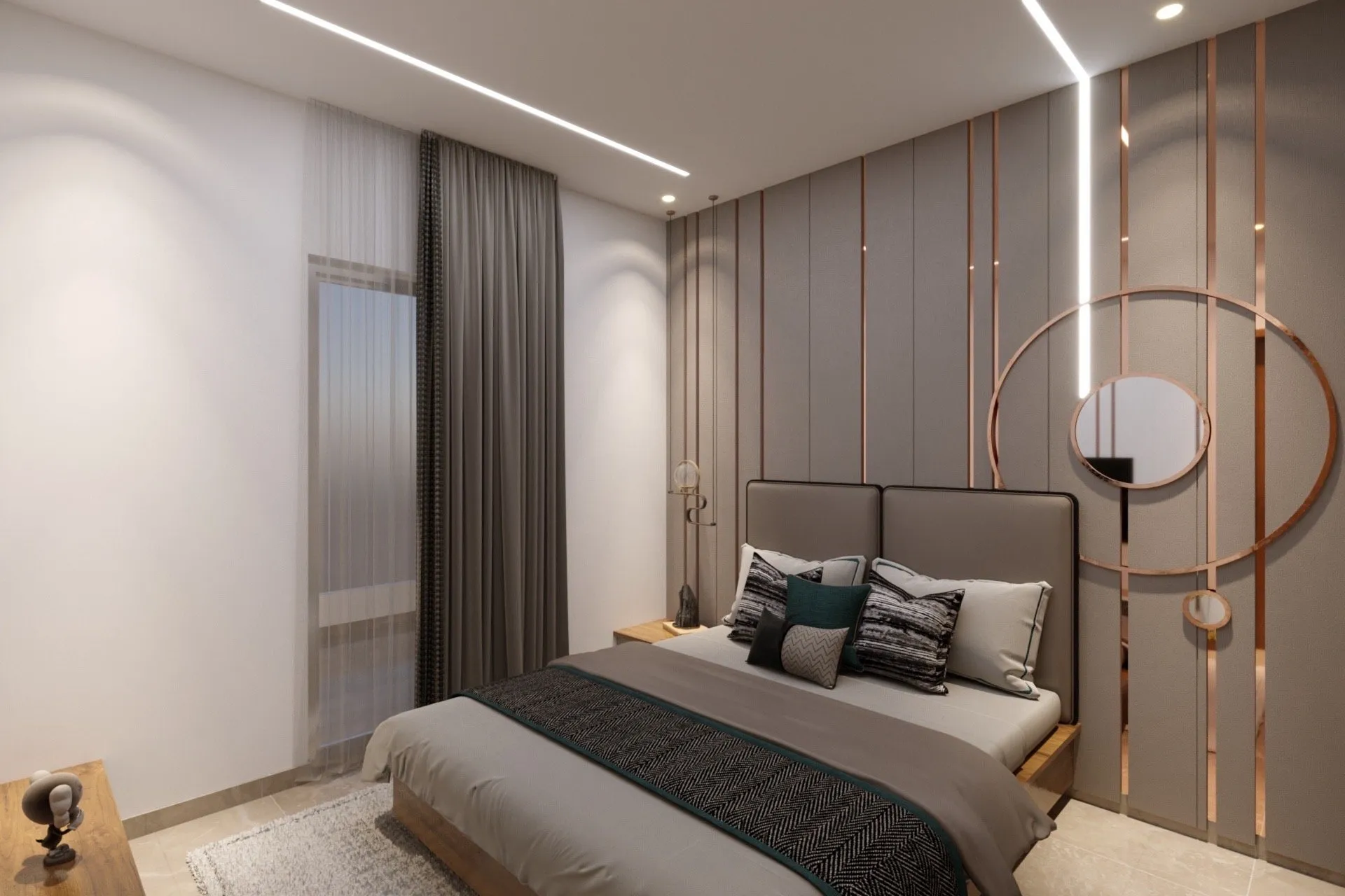Warm bedroom interior